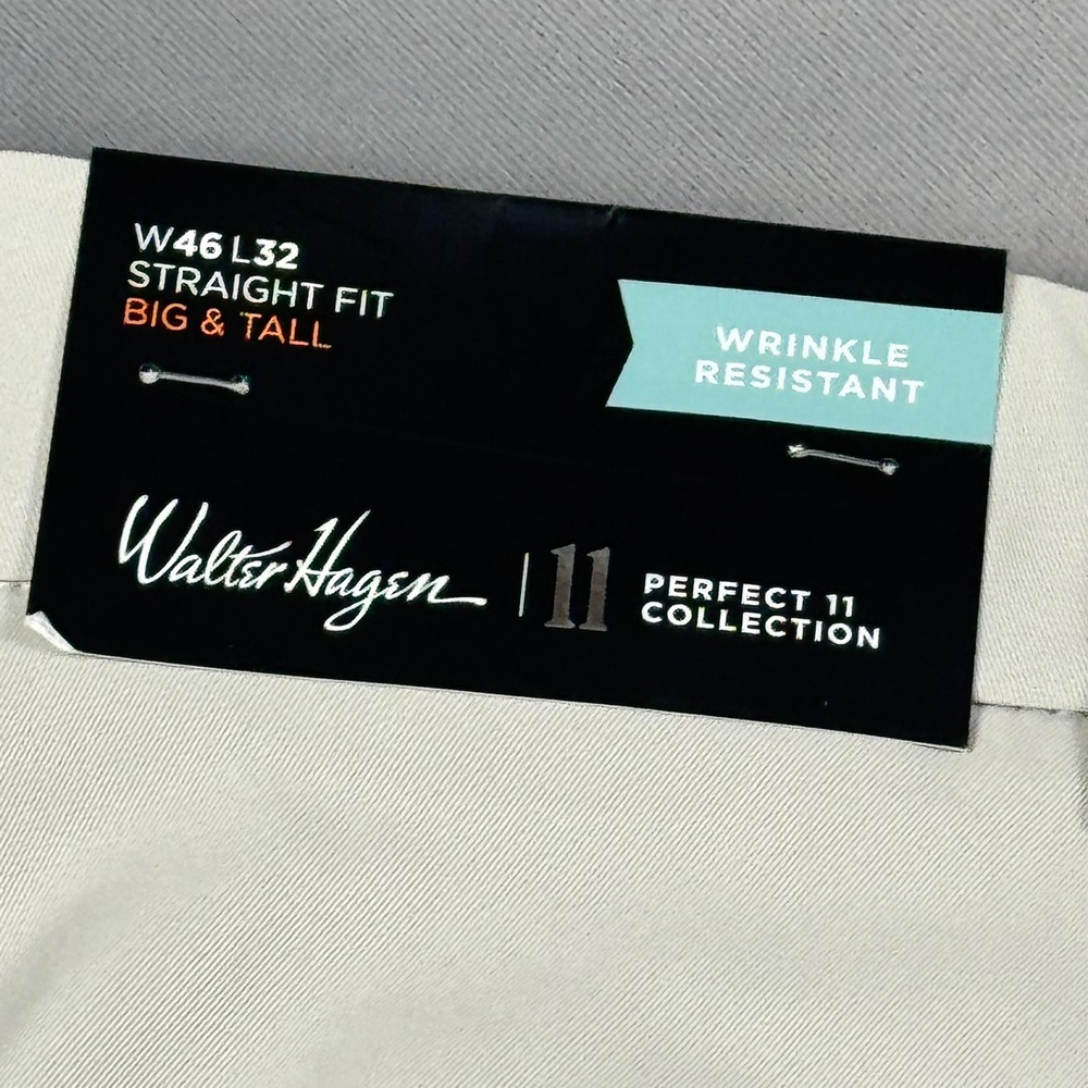 Walter‎ Hagen Mens Golf Pants 46x32 Khaki Perfect 11 Straight Fit MGA15200BT - Picture 3 of 9